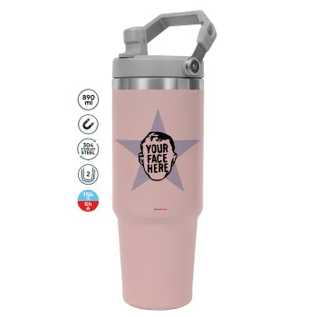 The office star CUSTOM, Pink color, 890ml (30oz) stainless Steel Tumbler with Handle