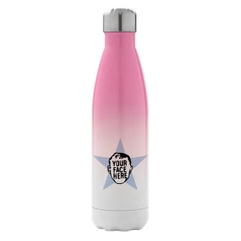 The office star CUSTOM, Metal mug thermos Pink/White (Stainless steel), double wall, 500ml