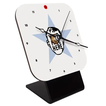 The office star CUSTOM, Quartz Wooden table clock with hands (10cm)