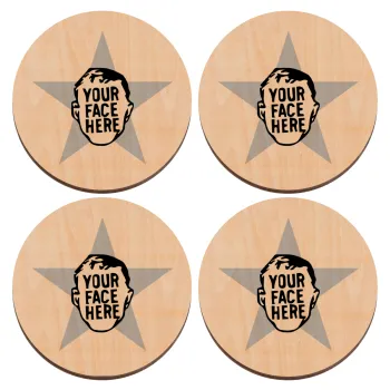 The office star CUSTOM, ΣΕΤ x4 Σουβέρ ξύλινα στρογγυλά plywood (9cm)