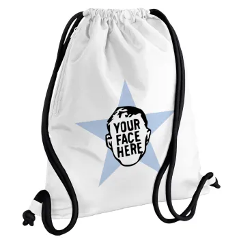 The office star CUSTOM, Backpack pouch GYMBAG white, with pocket (40x48cm) & thick cords