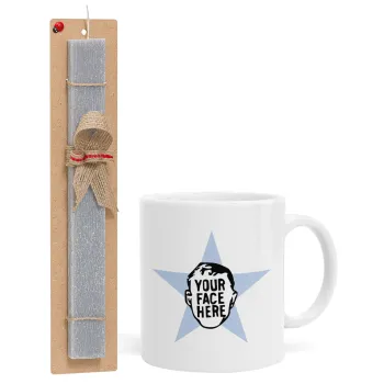 The office star CUSTOM, Πασχαλινή Λαμπάδα με Κούπα κεραμική (330ml) & κερί αρωματικό πλακέ (30cm) (ΓΚΡΙ)