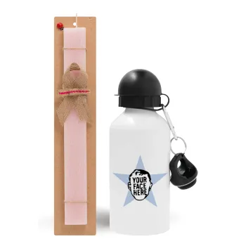 The office star CUSTOM, Easter Set, metallic aluminum bottle (500ml) & aromatic flat Easter candle (30cm) (PINK)