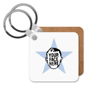 The office star CUSTOM, Μπρελόκ Ξύλινο τετράγωνο MDF