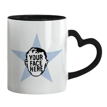 The office star CUSTOM, Mug heart black handle, ceramic, 330ml