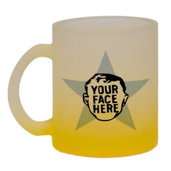 The office star CUSTOM, Κούπα γυάλινη δίχρωμη με βάση το κίτρινο ματ, 330ml