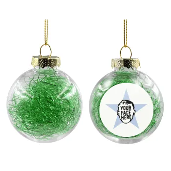 The office star CUSTOM, Transparent Christmas tree ball ornament with green filling 8cm