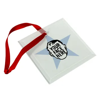 The office star CUSTOM, Στολίδι Χριστουγεννιάτικο στολίδι γυάλινο τετράγωνο 9x9cm