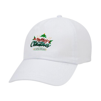 Merry Christmas green, Καπέλο Ενηλίκων Baseball Λευκό 5-φύλλο (POLYESTER, ΕΝΗΛΙΚΩΝ, UNISEX, ONE SIZE)