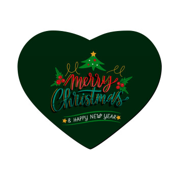 Merry Christmas green, Mousepad καρδιά 23x20cm