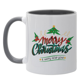 Merry Christmas green, Mug colored grey, ceramic, 330ml