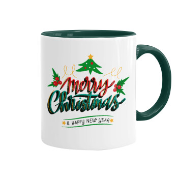 Merry Christmas green, Mug colored green, ceramic, 330ml