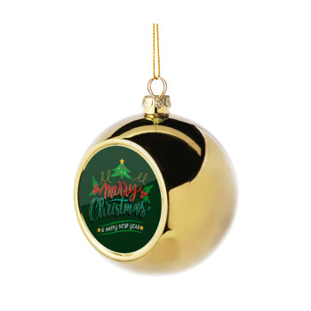 Merry Christmas green, Χριστουγεννιάτικη μπάλα δένδρου Χρυσή 8cm