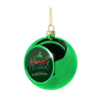 Merry Christmas green, Χριστουγεννιάτικη μπάλα δένδρου Πράσινη 8cm