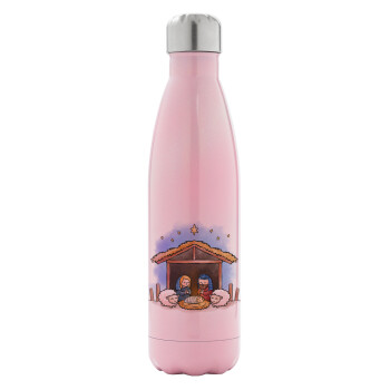 Nativity Jesus, Metal mug thermos Pink Iridiscent (Stainless steel), double wall, 500ml