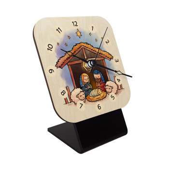 Η γέννηση του Ιησού, Επιτραπέζιο ρολόι σε φυσικό ξύλο (10cm)