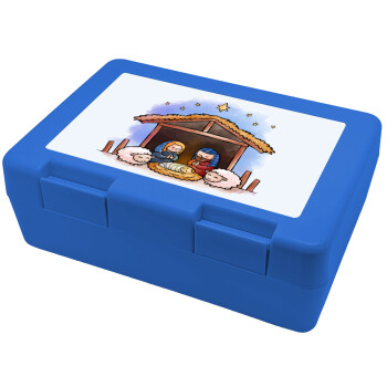 Nativity Jesus, Children's cookie container BLUE 185x128x65mm (BPA free plastic)