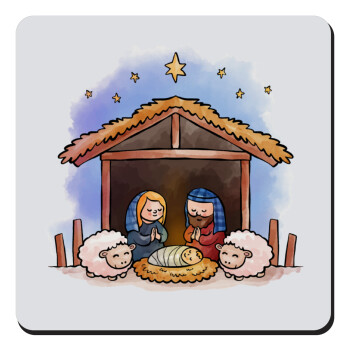 Η γέννηση του Ιησού, Τετράγωνο μαγνητάκι ξύλινο 9x9cm