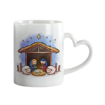Nativity Jesus, Mug heart handle, ceramic, 330ml