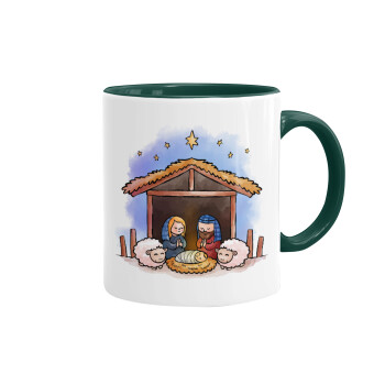 Nativity Jesus, Mug colored green, ceramic, 330ml