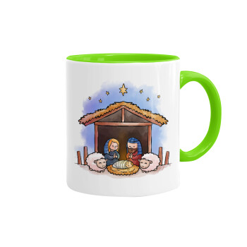 Nativity Jesus, Mug colored light green, ceramic, 330ml