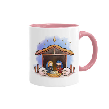 Nativity Jesus, Mug colored pink, ceramic, 330ml