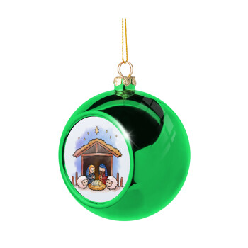 Η γέννηση του Ιησού, Χριστουγεννιάτικη μπάλα δένδρου Πράσινη 8cm