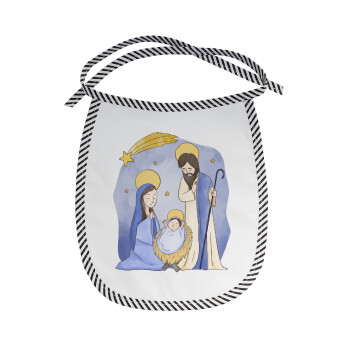 Η γέννηση του Ιησού watercolor, Σαλιάρα μωρού αλέκιαστη με κορδόνι Μαύρη