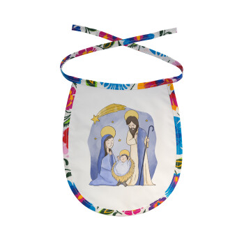 Nativity Jesus watercolor, Σαλιάρα μωρού αλέκιαστη με κορδόνι Χρωματιστή