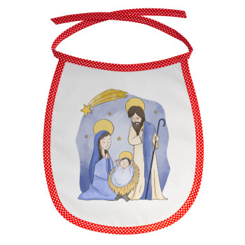 Η γέννηση του Ιησού watercolor, Σαλιάρα μωρού αλέκιαστη με κορδόνι Κόκκινη