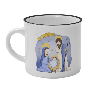 Η γέννηση του Ιησού watercolor, Κούπα κεραμική vintage Λευκή/Μαύρη 230ml