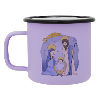 Η γέννηση του Ιησού watercolor, Κούπα Μεταλλική εμαγιέ ΜΑΤ Light Pastel Purple 360ml