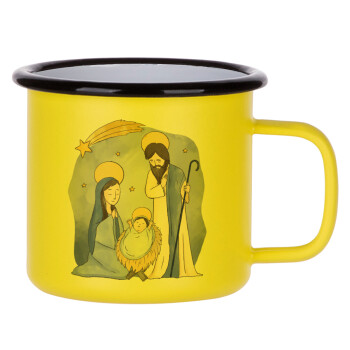 Nativity Jesus watercolor, Κούπα Μεταλλική εμαγιέ ΜΑΤ Κίτρινη 360ml