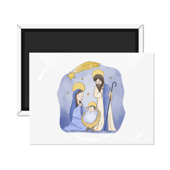 Η γέννηση του Ιησού watercolor, Ορθογώνιο μαγνητάκι ψυγείου διάστασης 9x6cm
