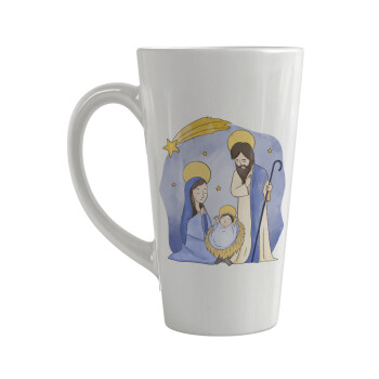 Nativity Jesus watercolor, Κούπα κωνική Latte Μεγάλη, κεραμική, 450ml