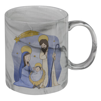 Nativity Jesus watercolor, Mug ceramic marble style, 330ml