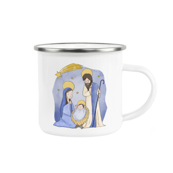 Nativity Jesus watercolor, Κούπα Μεταλλική εμαγιέ λευκη 360ml
