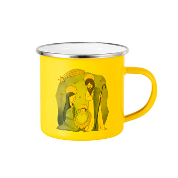 Η γέννηση του Ιησού watercolor, Κούπα Μεταλλική εμαγιέ Κίτρινη 360ml