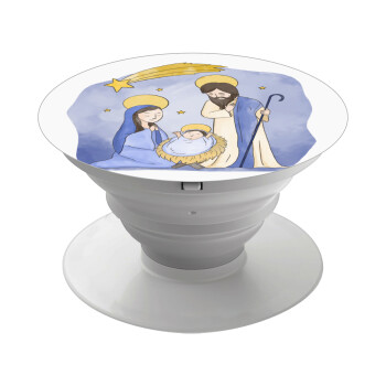 Nativity Jesus watercolor, Phone Holders Stand  White Hand-held Mobile Phone Holder