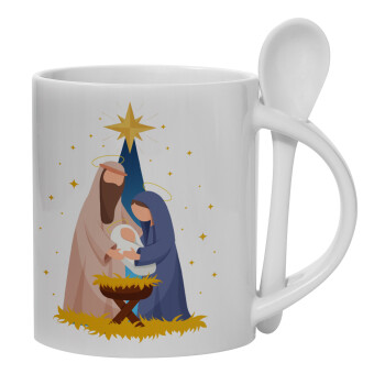 Η γέννηση του Ιησού Joseph and Mary, Κούπα, κεραμική με κουταλάκι, 330ml (1 τεμάχιο)