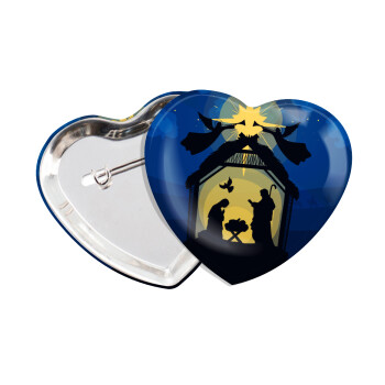 Nativity Jesus manger, Κονκάρδα παραμάνα καρδιά (57x52mm)