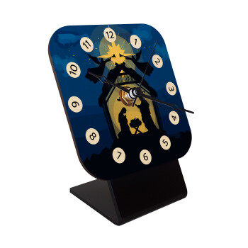 Η γέννηση του Ιησού φάτνη, Επιτραπέζιο ρολόι σε φυσικό ξύλο (10cm)