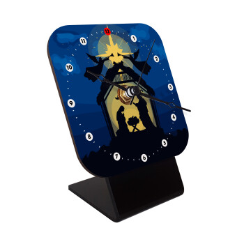 Nativity Jesus manger, Quartz Wooden table clock with hands (10cm)