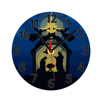 Nativity Jesus manger, Ρολόι τοίχου γυάλινο (20cm)