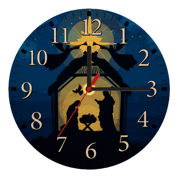 Η γέννηση του Ιησού φάτνη, Ρολόι τοίχου ξύλινο plywood (20cm)