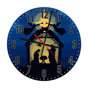 Nativity Jesus manger, Ρολόι τοίχου ξύλινο (30cm)