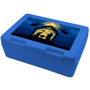 Nativity Jesus manger, Children's cookie container BLUE 185x128x65mm (BPA free plastic)