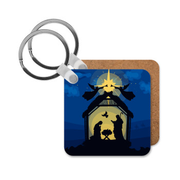 Nativity Jesus manger, Μπρελόκ Ξύλινο τετράγωνο MDF