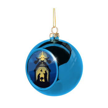 Η γέννηση του Ιησού φάτνη, Χριστουγεννιάτικη μπάλα δένδρου Μπλε 8cm