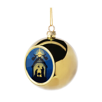 Η γέννηση του Ιησού φάτνη, Χριστουγεννιάτικη μπάλα δένδρου Χρυσή 8cm
